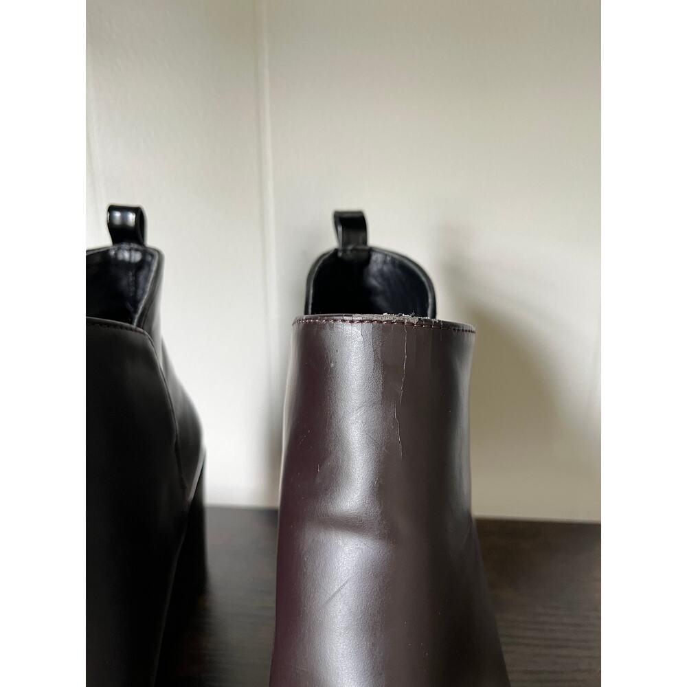 Zara Two Toned Ankle Boots EU 40 US 9 Brown Black‎ Zipper Moto Stacked Heel - Picture 7 of 14